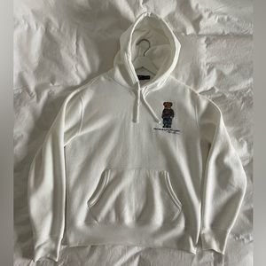 Polo Ralph Lauren Hoodie. Off White. Size M. Barely worn. Measurements in pics.